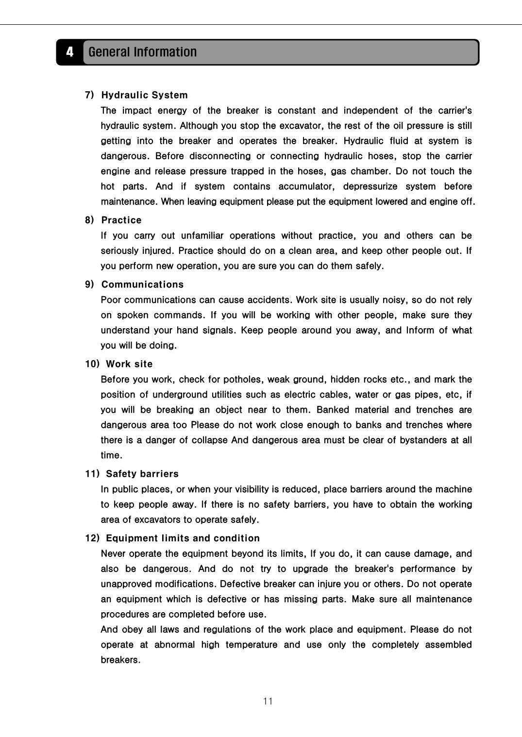 Hyundai HDB-S Breaker CRAWLER EXCAVATOR Operators Maintenance Manual