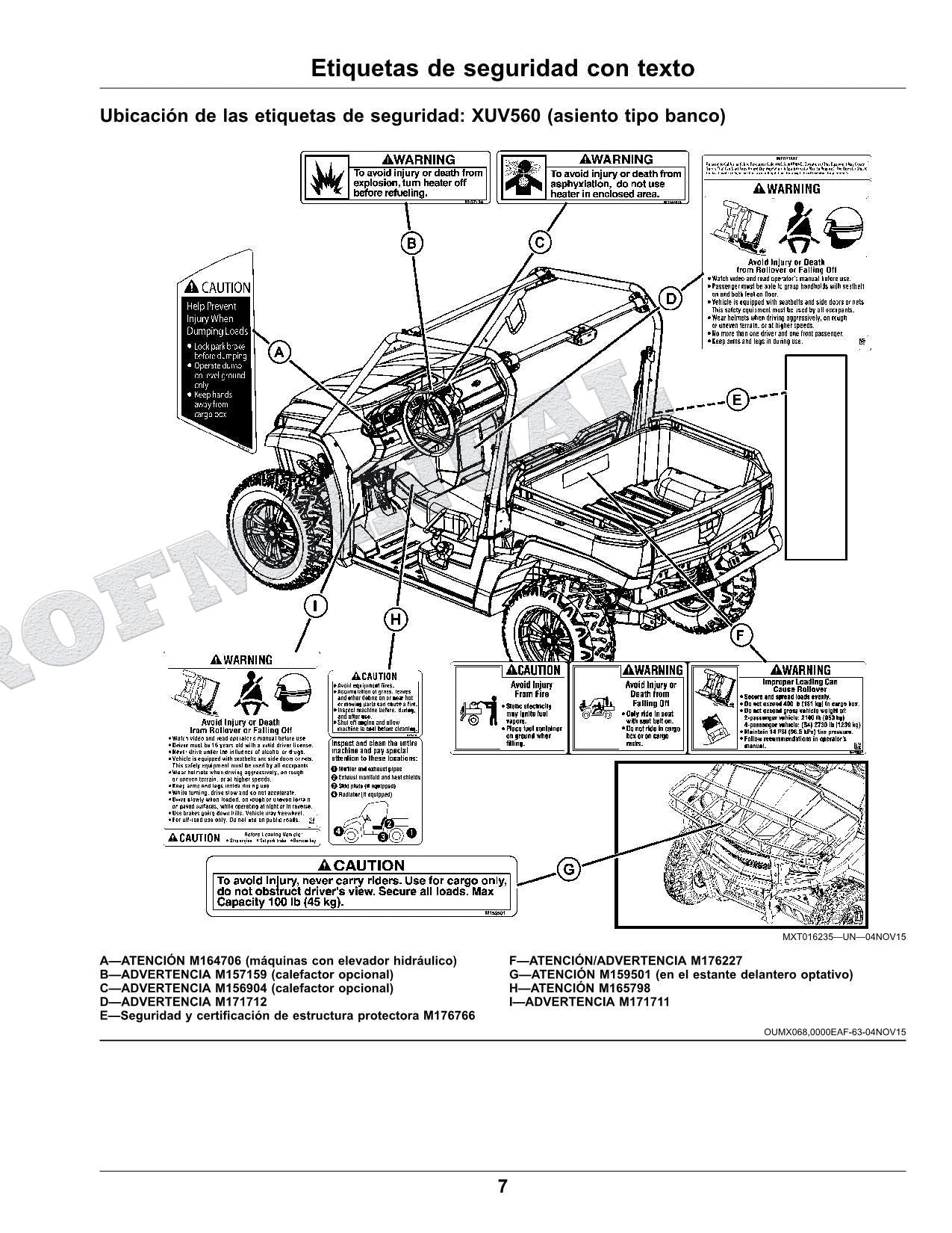John Deere XUV560E XUV560E S4 cocodrilo Manual del Operador Español SN 010001-