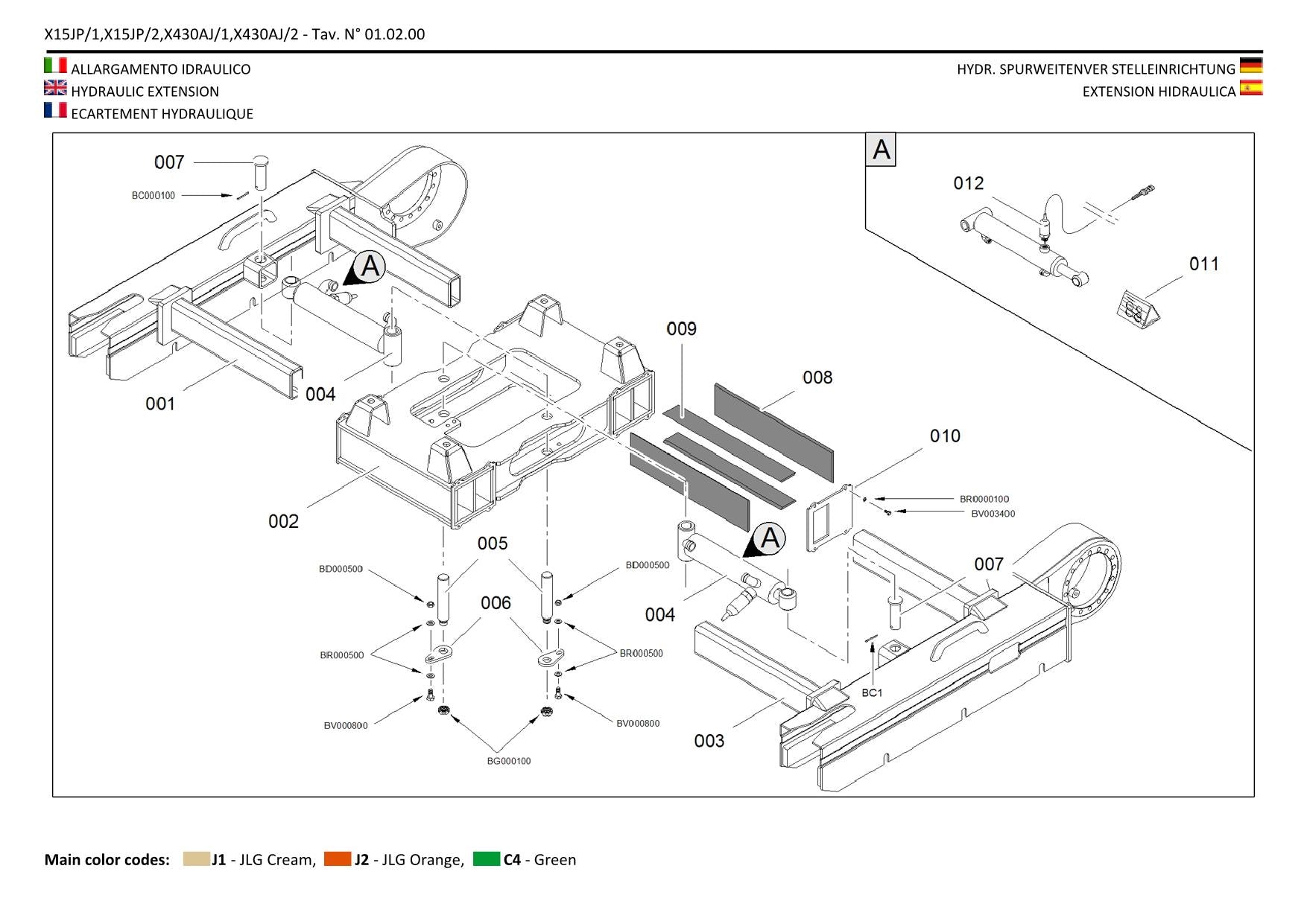 Catálogo de piezas de la pluma sobre orugas compacta JLG GEN1 X15JP GEN1 430AJ Manual en varios idiomas