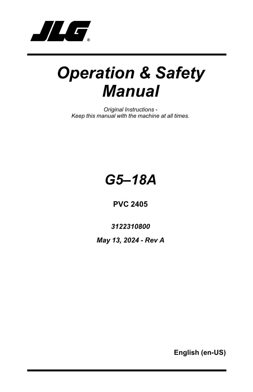 Manual del operador de mantenimiento y operación del manipulador telescópico JLG G5-18A 3122310800