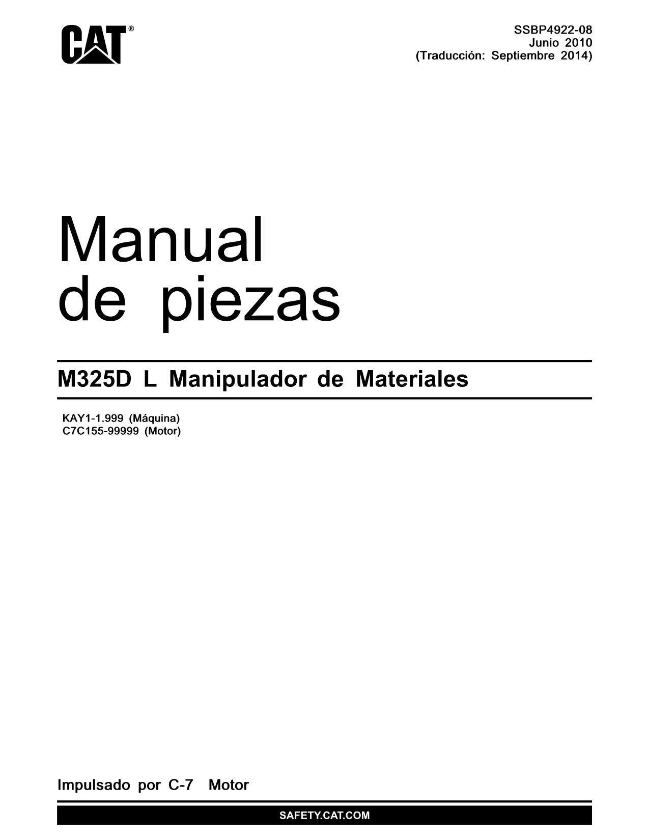 Caterpillar M325D L Manipulador de materiales Manual de piezas Español