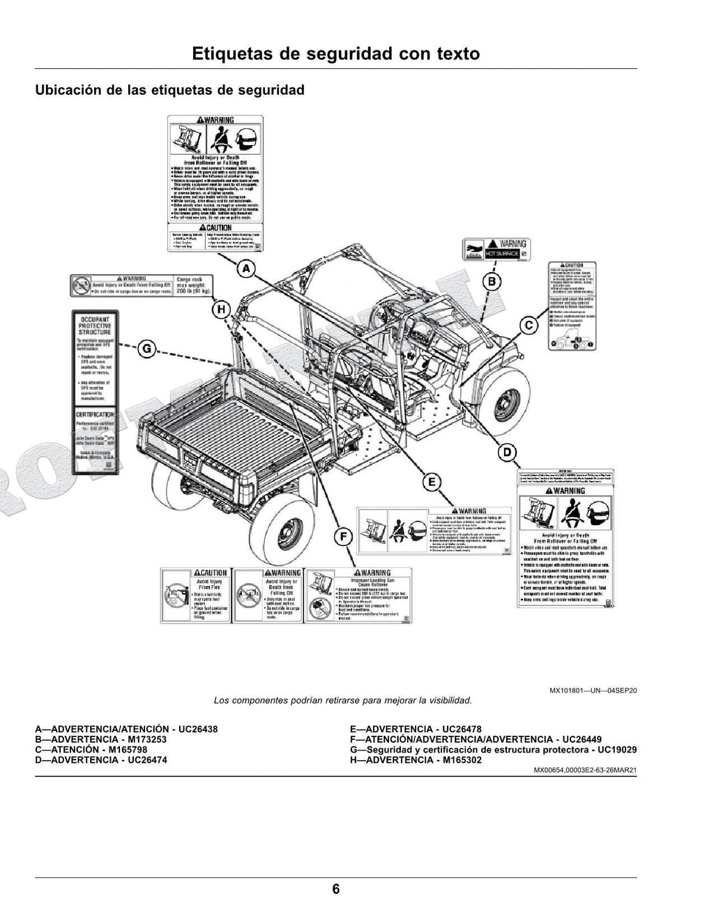 John Deere XUV825M S4 cocodrilo Manual del Operador Español SN 050001-070000