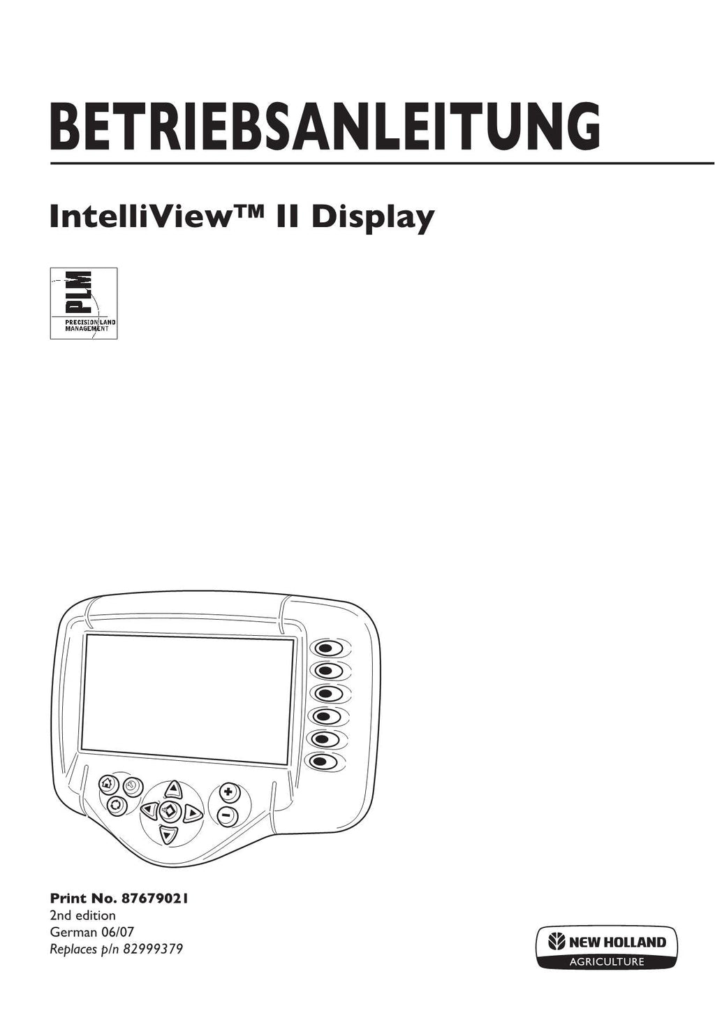 New Holland IntelliView II Display Betriebsanleitung