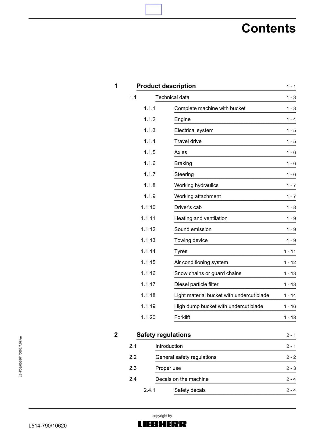 Liebherr L514 Wheel Loader Operators manual