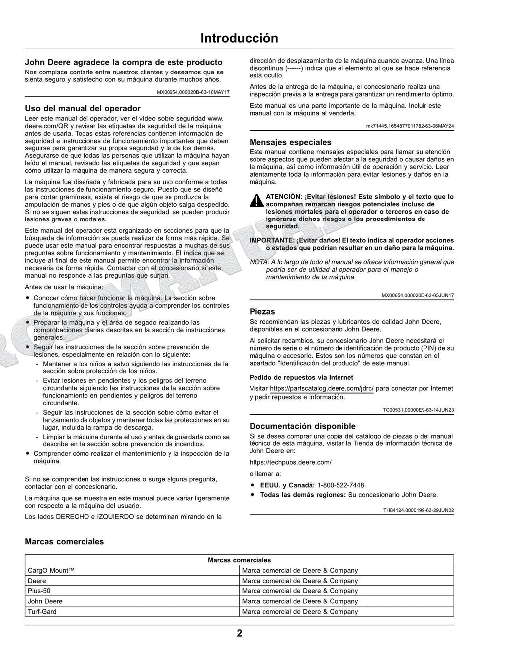 John Deere S100 S110 S120 S130 S140 S160 S170 S180 Tractor Manual del Operador