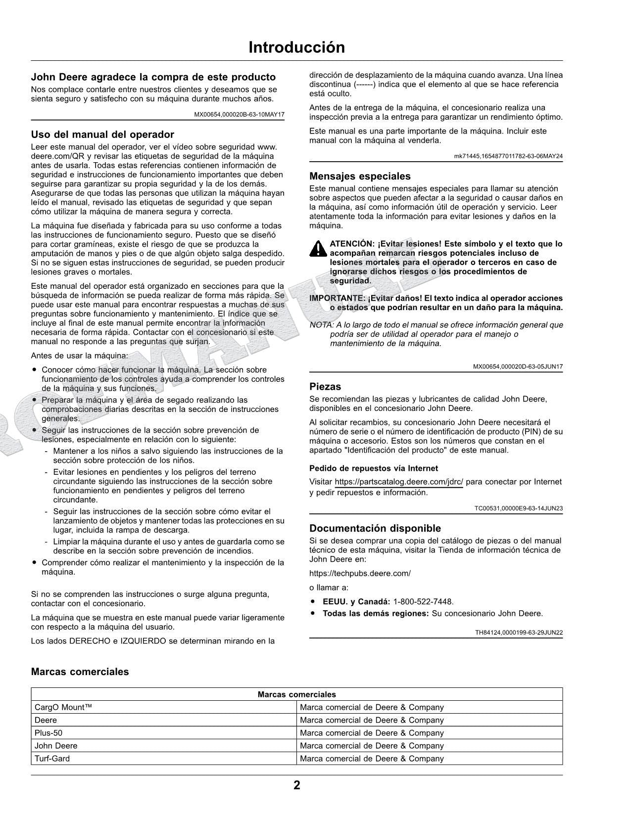 John Deere S100 S110 S120 S130 S140 S160 S170 S180 Tractor Manual del Operador