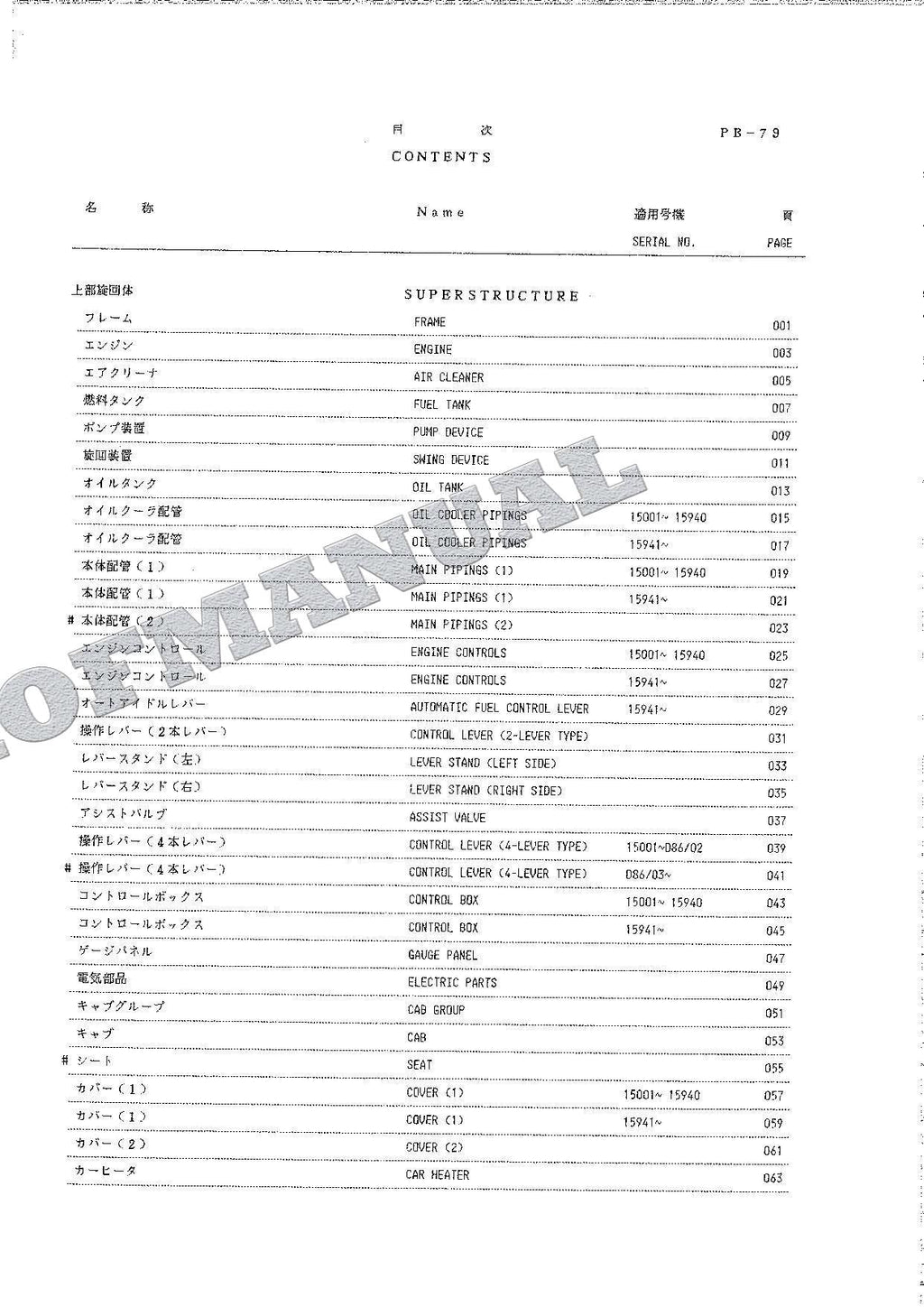 HITACHI UH053 Excavator Parts Catalog Manual EP12A-1-4