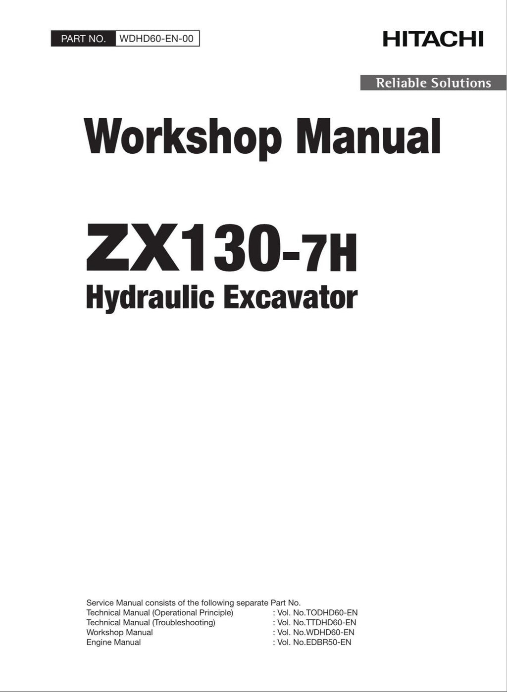 HITACHI ZAXIS ZX130-7H Excavator Workshop Service Manual