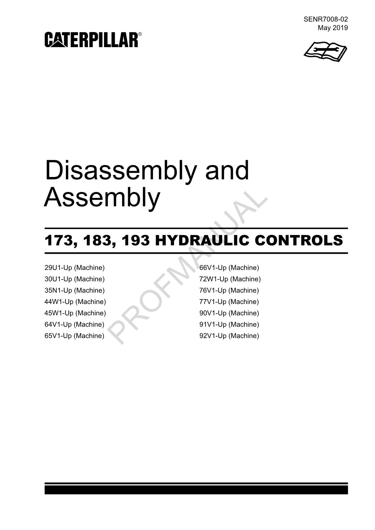 Manual de desmontaje y montaje del CONTROL HIDRÁULICO Caterpillar CAT 173 183 193