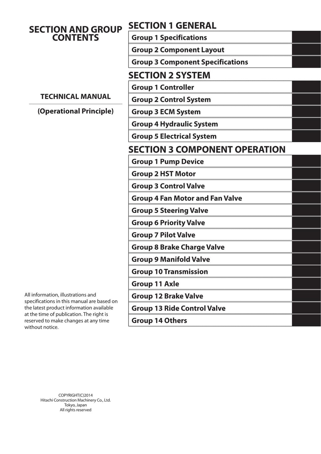 Hitachi ZW140-5B ZW140PL-5B Wheel Loader Technical Manual Operational Principle