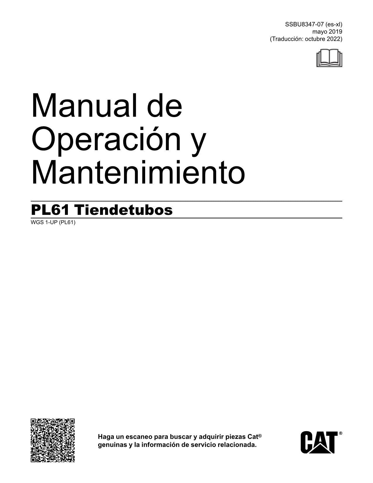 Caterpillar PL61 Tendetubos Manual de Operación y Mantenimiento WGS1-Up Español