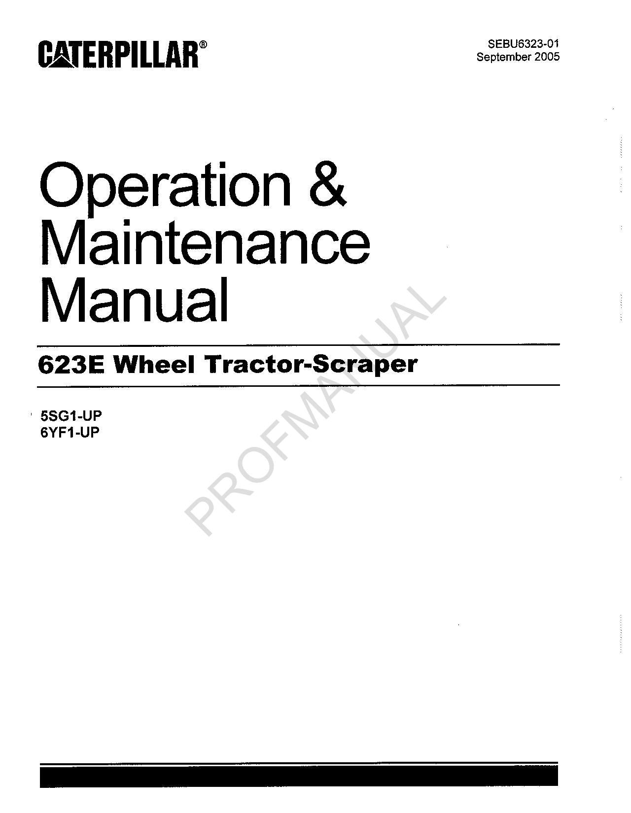 Manual del operador de la mototraílla Caterpillar 623E 6YF1-UP 5SG1-Up