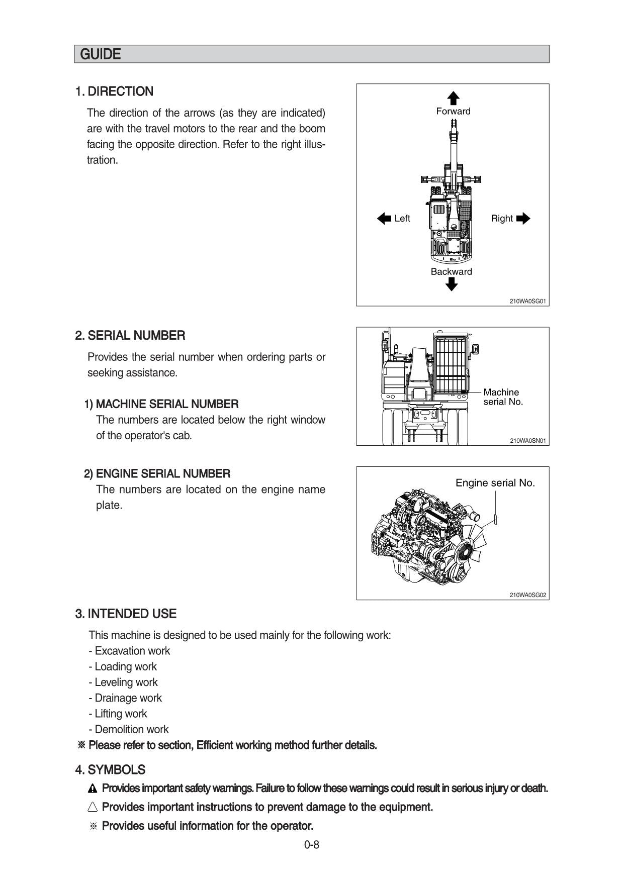 Hyundai HW210A WHEELED EXCAVATOR Operators Maintenance Manual