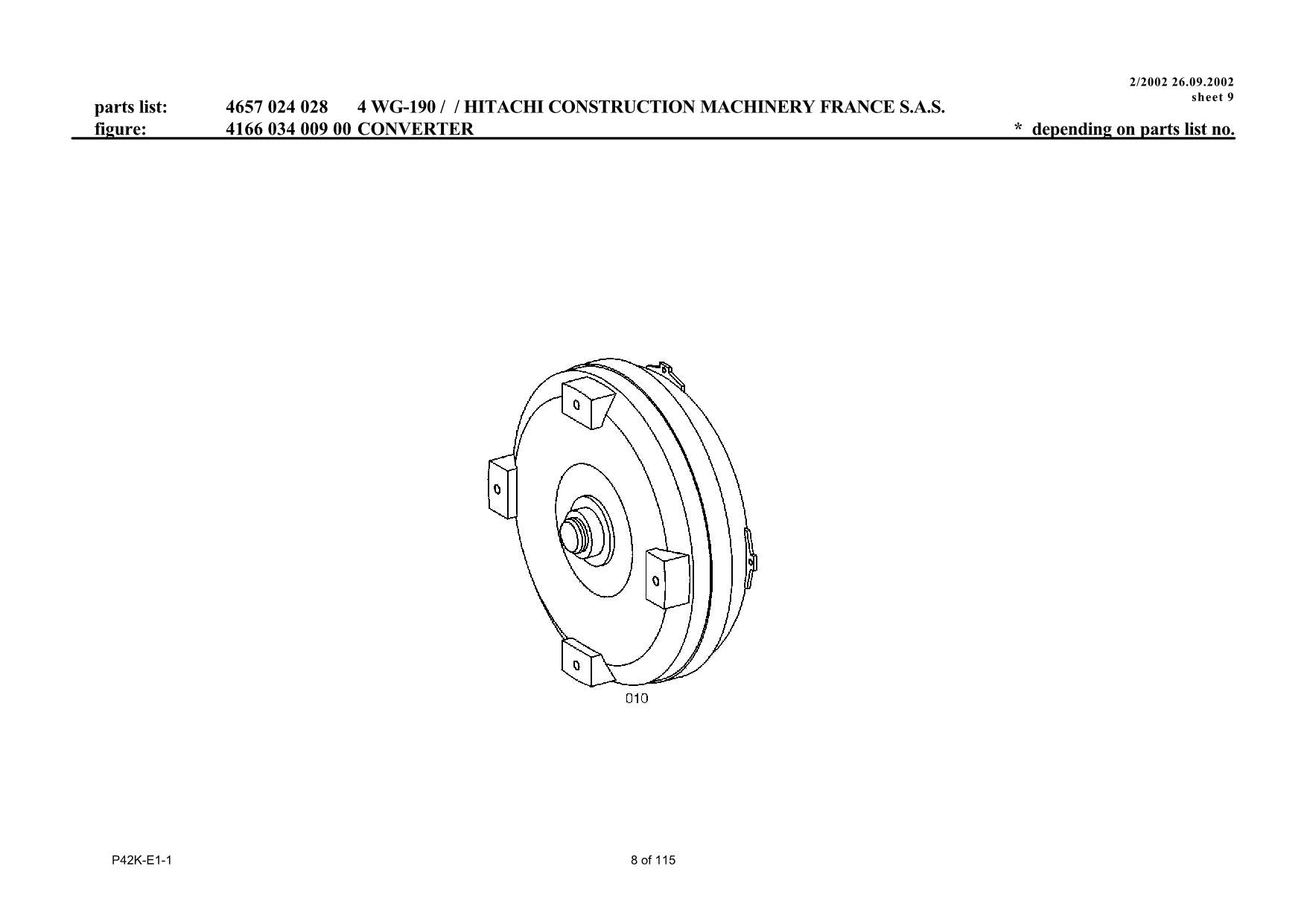 Hitachi LX210E LX210E-2 Wheel Loader Parts Catalog Manual