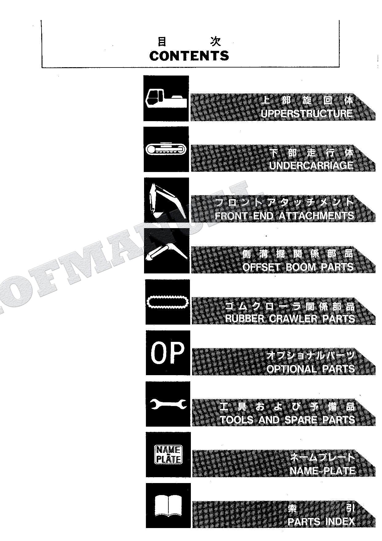 HITACHI EX100-2 Excavator Parts Catalog Manual SN 30001-