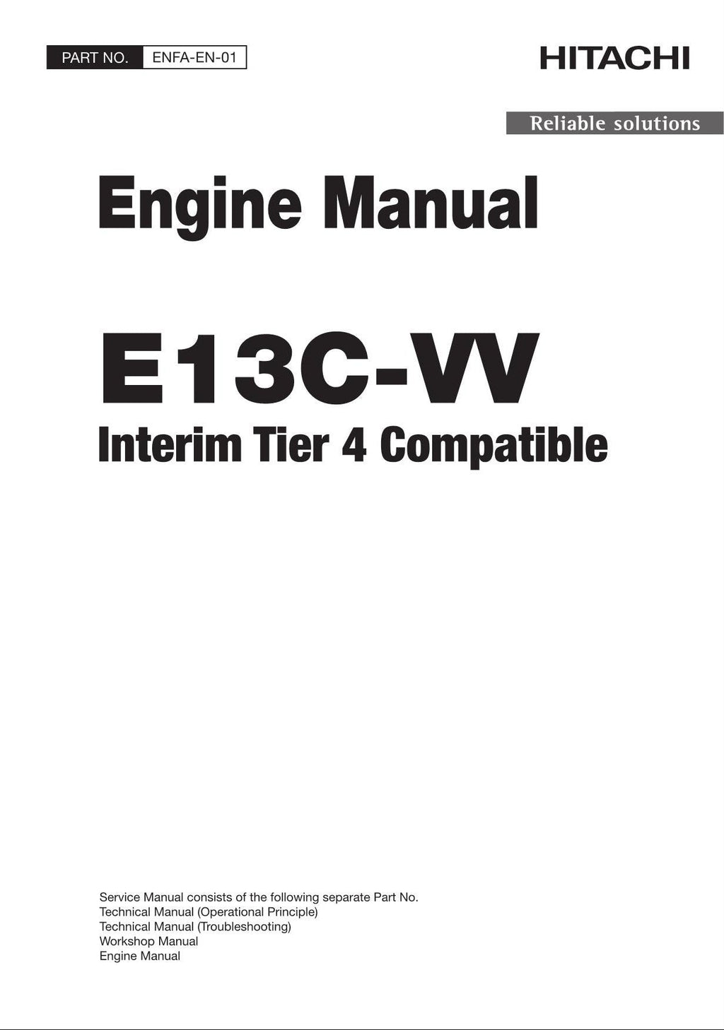 Hitachi E13C-VV Interim Tier 4 Compatible Wheel Loader Engine Manual