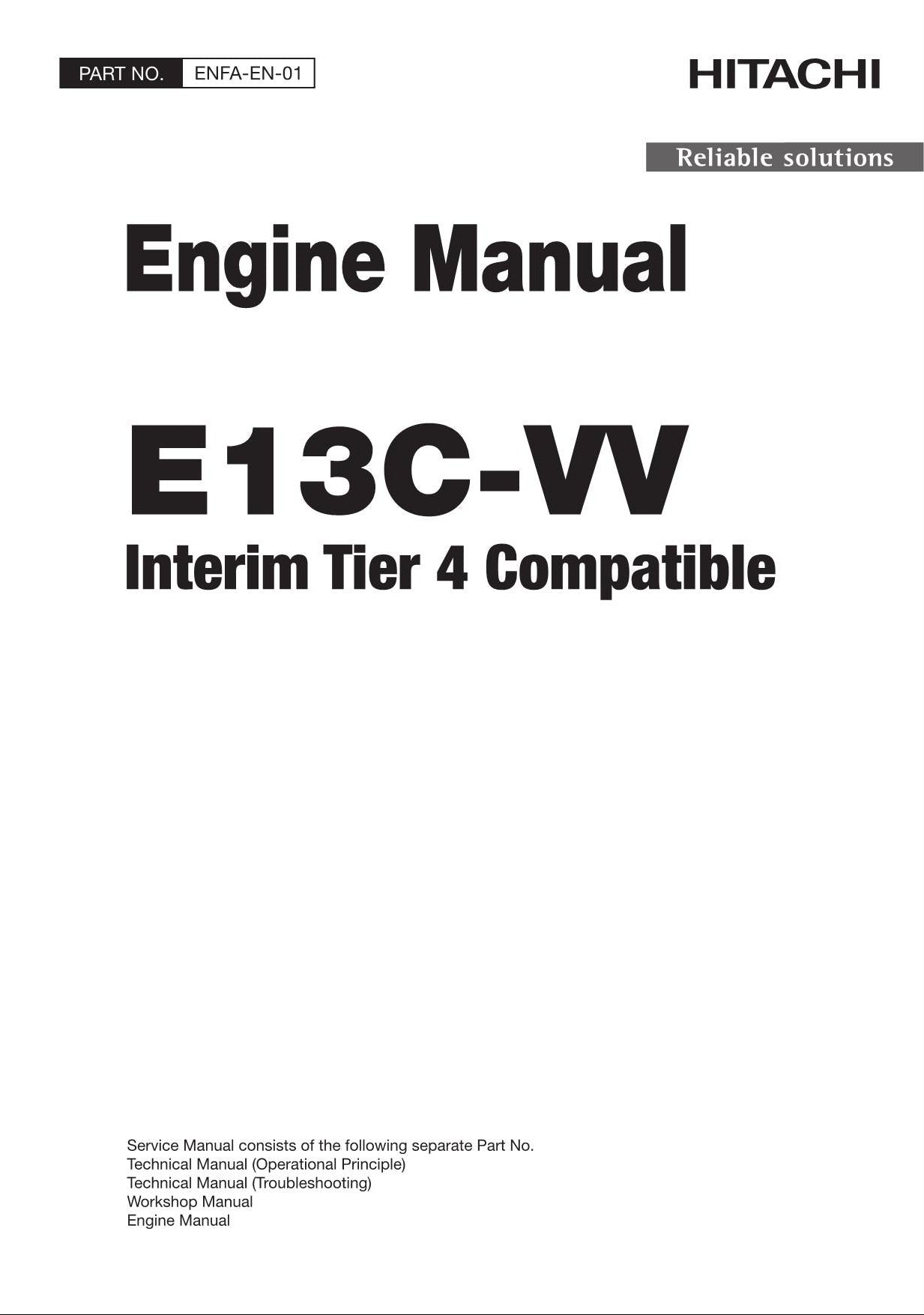 Hitachi E13C-VV Interim Tier 4 Compatible Wheel Loader Engine Manual