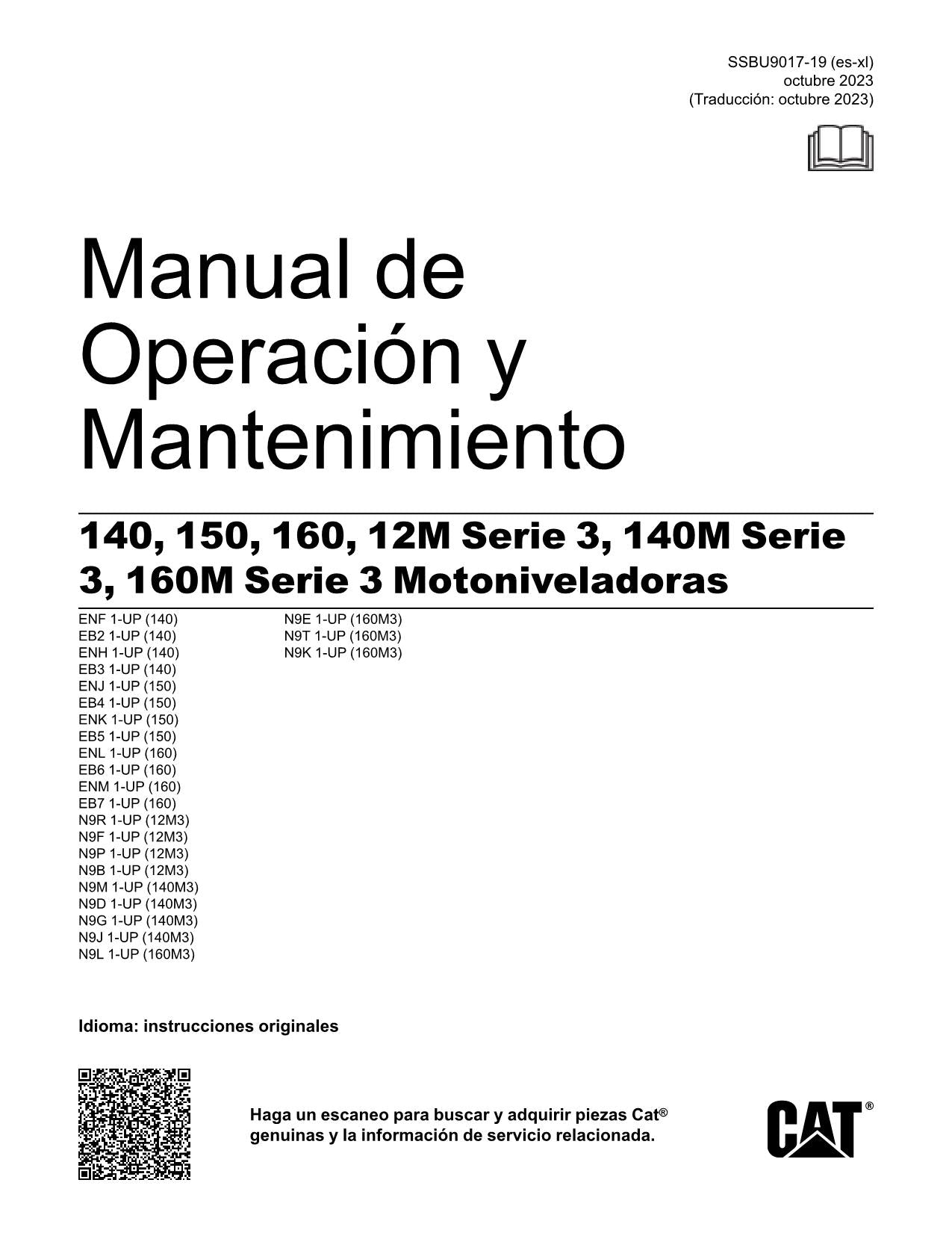 Caterpillar 140 150 160 12M 140M 160M Serie 3 Motoniveladora Manual de Operación