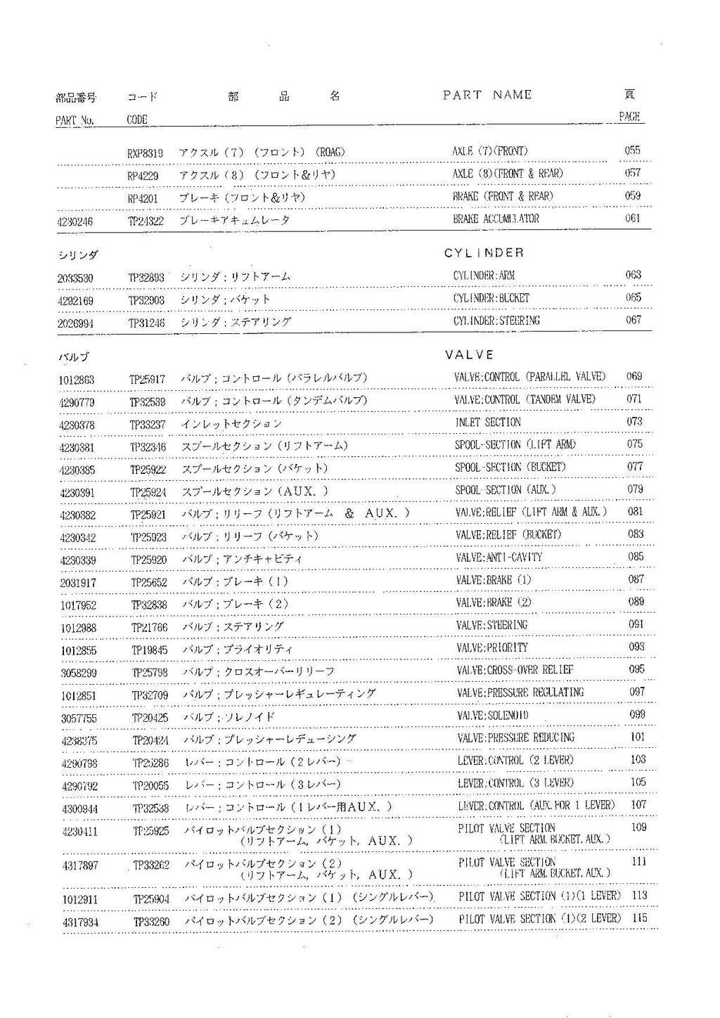 Hitachi LX100 Wheel Loader Equipment Component Parts Catalog Manual SN 0101-up