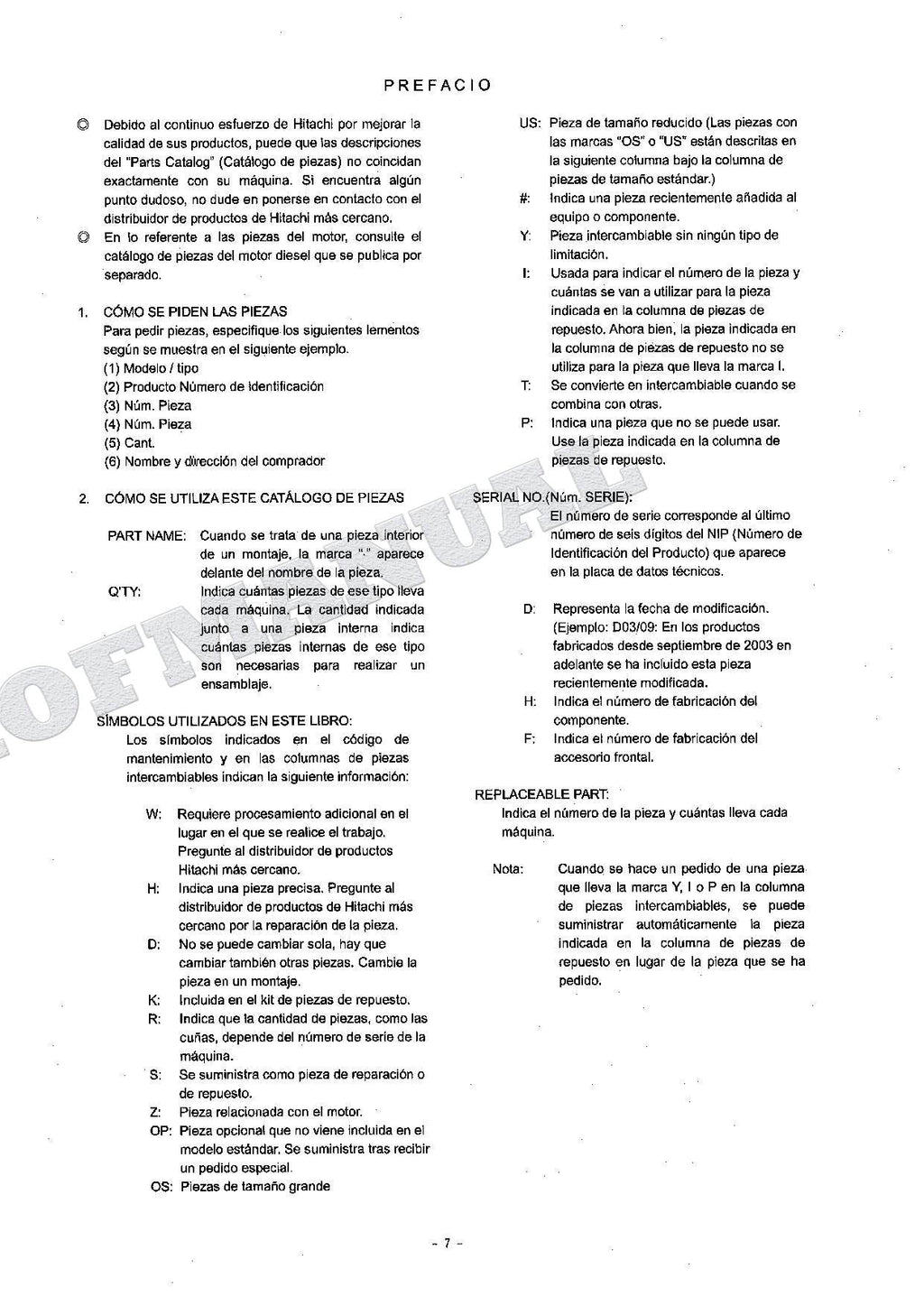 HITACHI ZAXIS ZX75US-A ZX85US Excavator Parts Catalog Manual