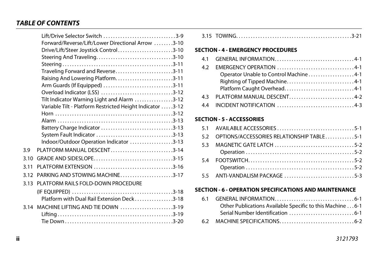 Manual del operador de mantenimiento y operación de elevadores de tijera JLG ES1330L ES1530L 3121793