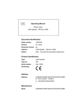 Liebherr L509 Speeder Wheel Loader Operators manual