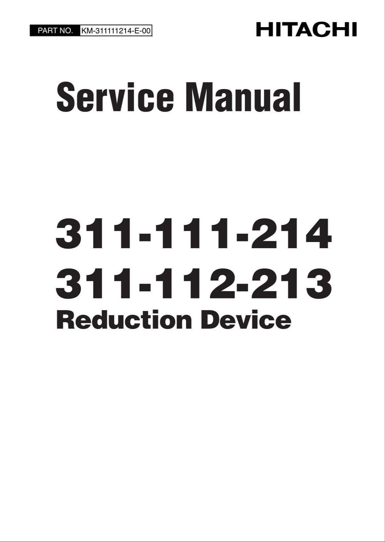 Hitachi 311-111-214 311-112-213 Reduction Device Wheel Loader Service Manual