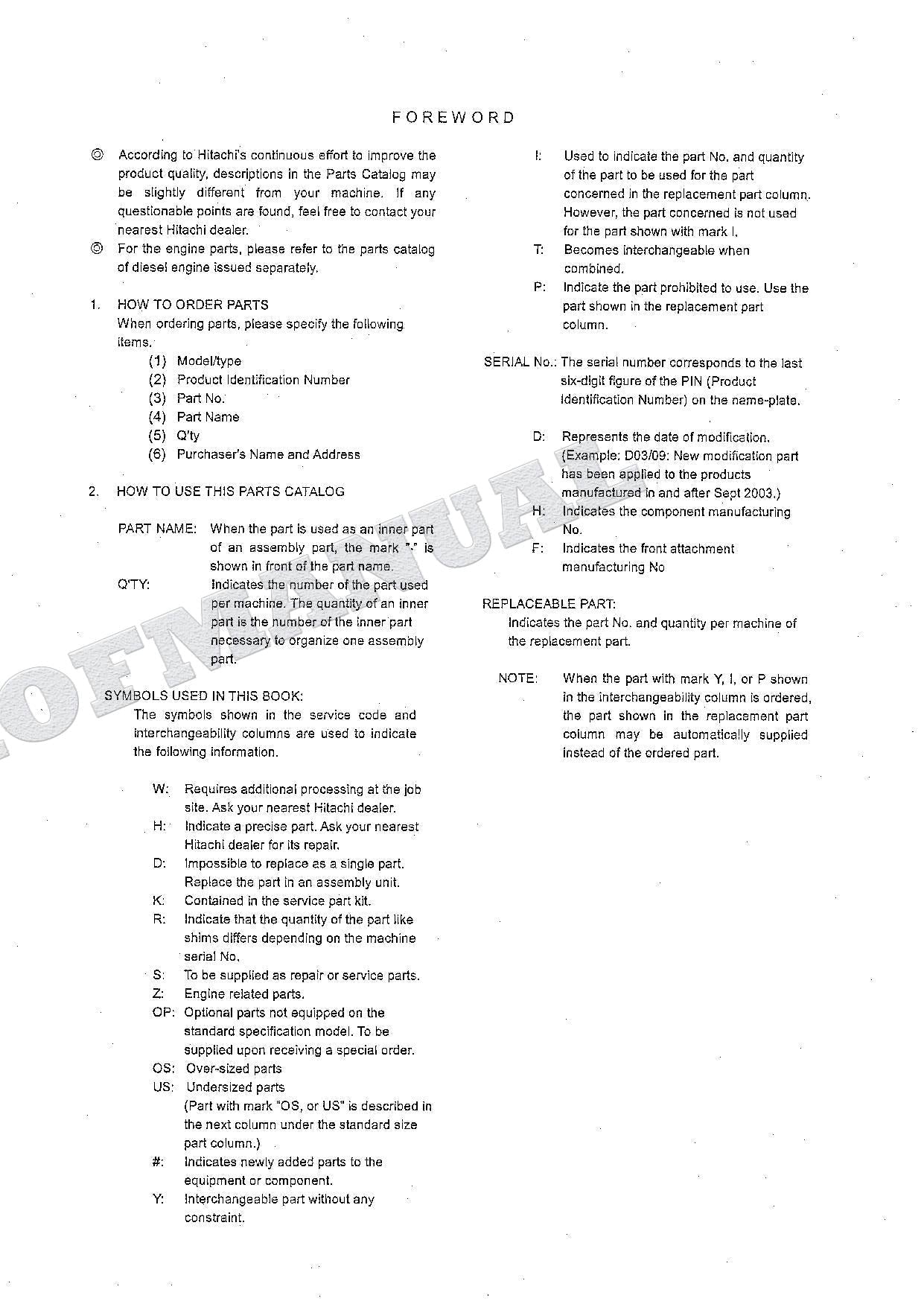 HITACHI ZAXIS ZX160LCT Excavator Parts Catalog Manual SN 005001-