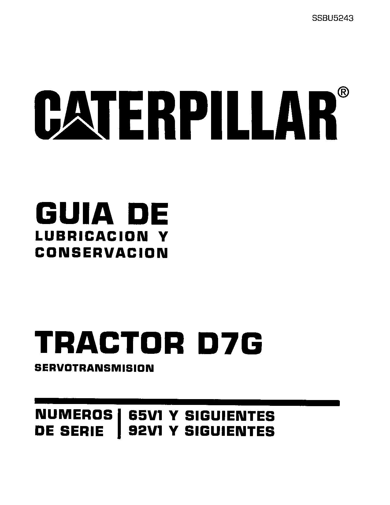 Caterpillar D7G Tractor de Cadenas Manual de Operación y Mantenimiento SSBU5243