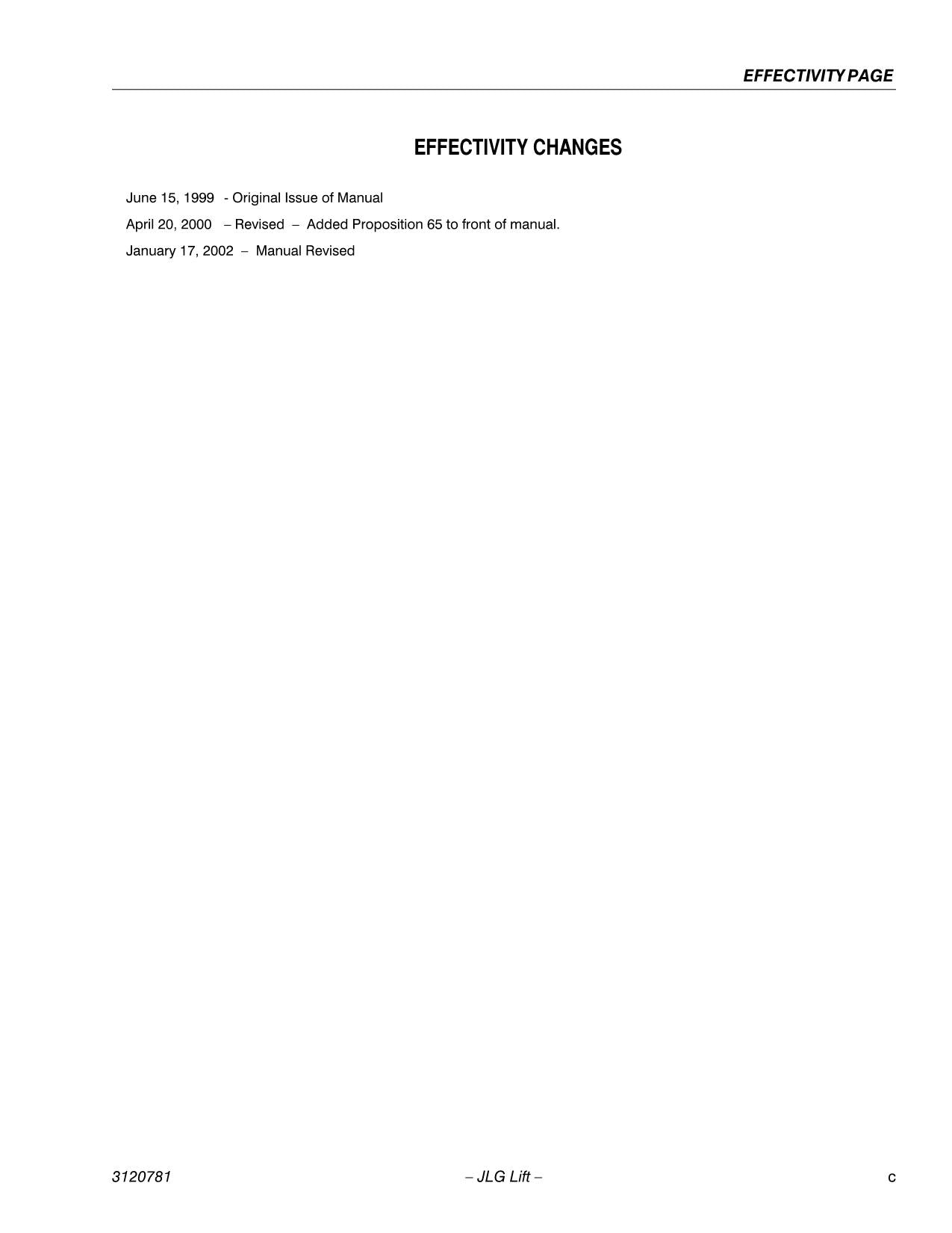 Manual del operador del mástil vertical JLG 20EL 25EL 30EL 36EL 41EL