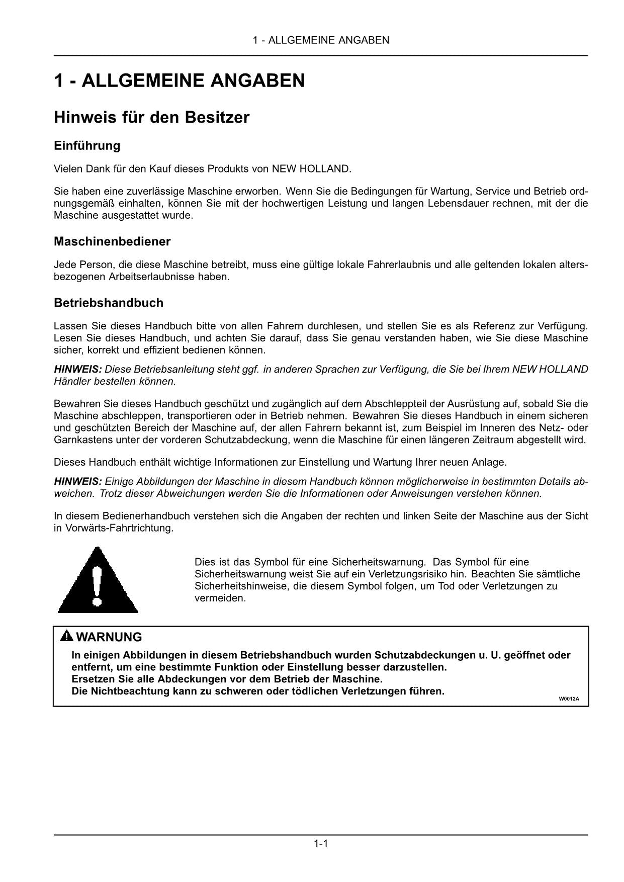 New Holland Roll Belt 150 180 Rundballenpresse Betriebsanleitung 51448140