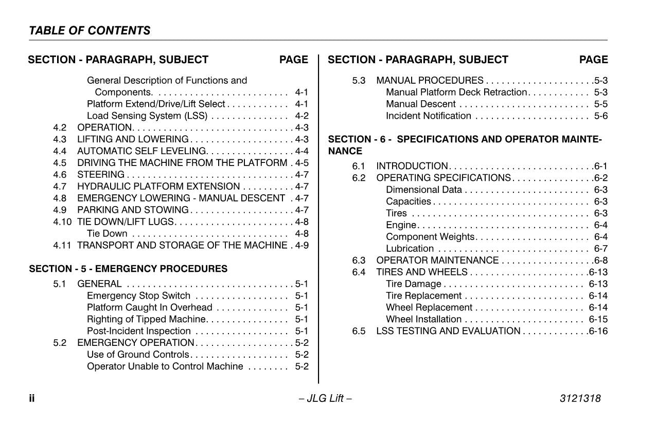 LIFTLUX 320-30 Scissor Lift Maintenance Operation Operators Manual