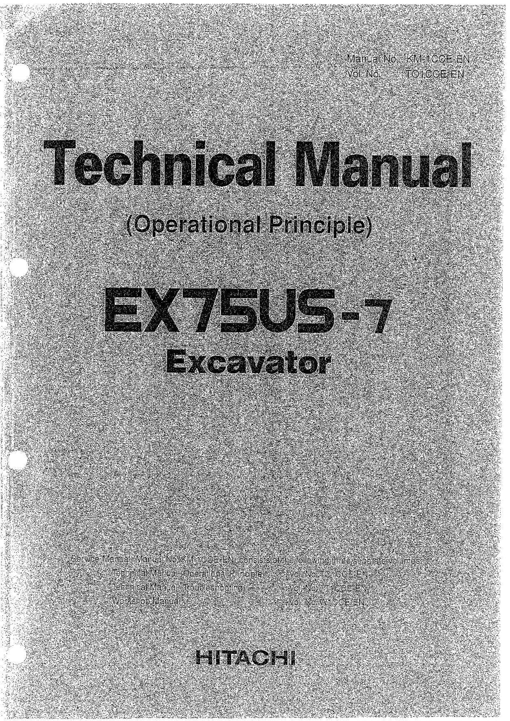 HITACHI EX75US-7 Excavator Operational Principle Technical Manual