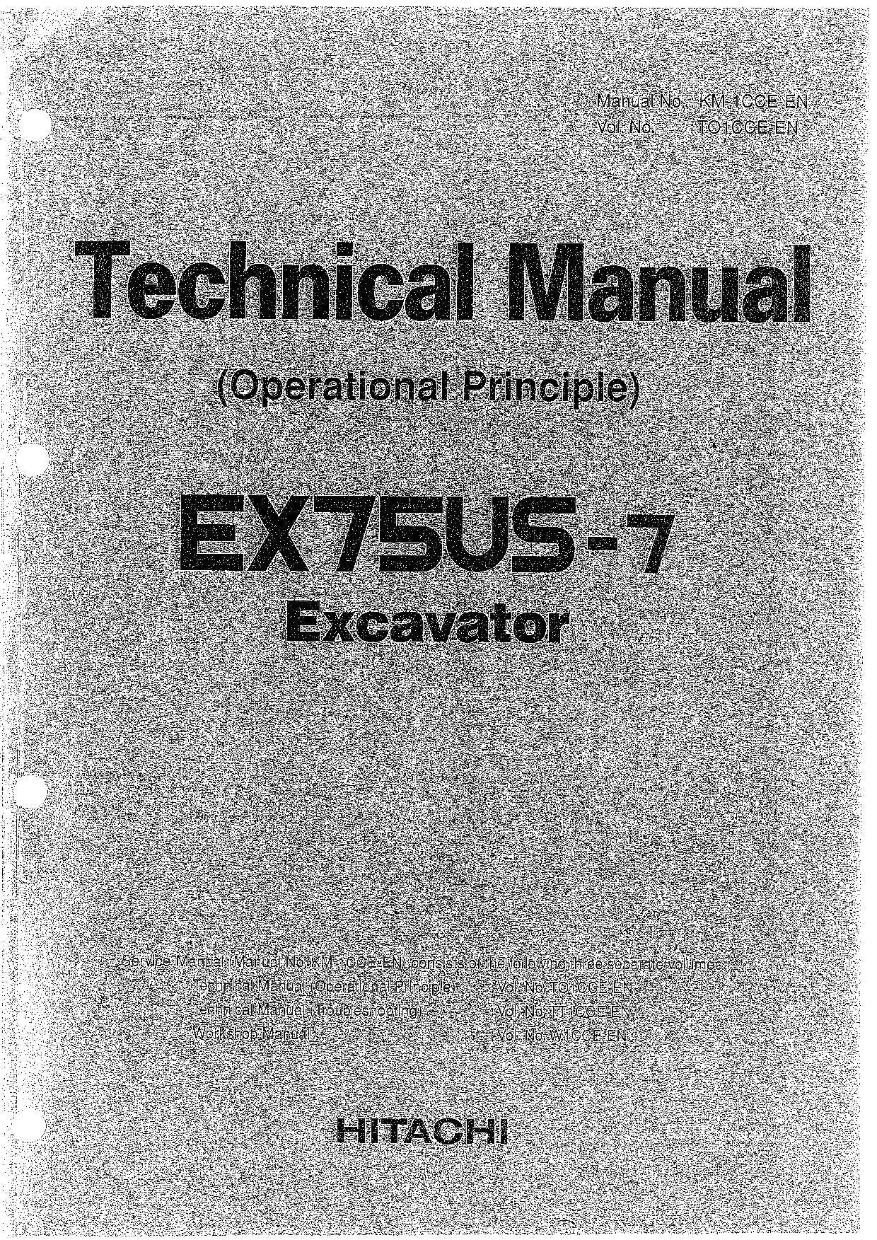 HITACHI EX75US-7 Excavator Operational Principle Technical Manual