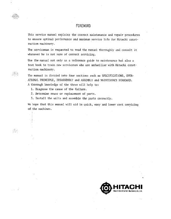 HITACHI UH09 EXCAVATOR SERVICE MANUAL