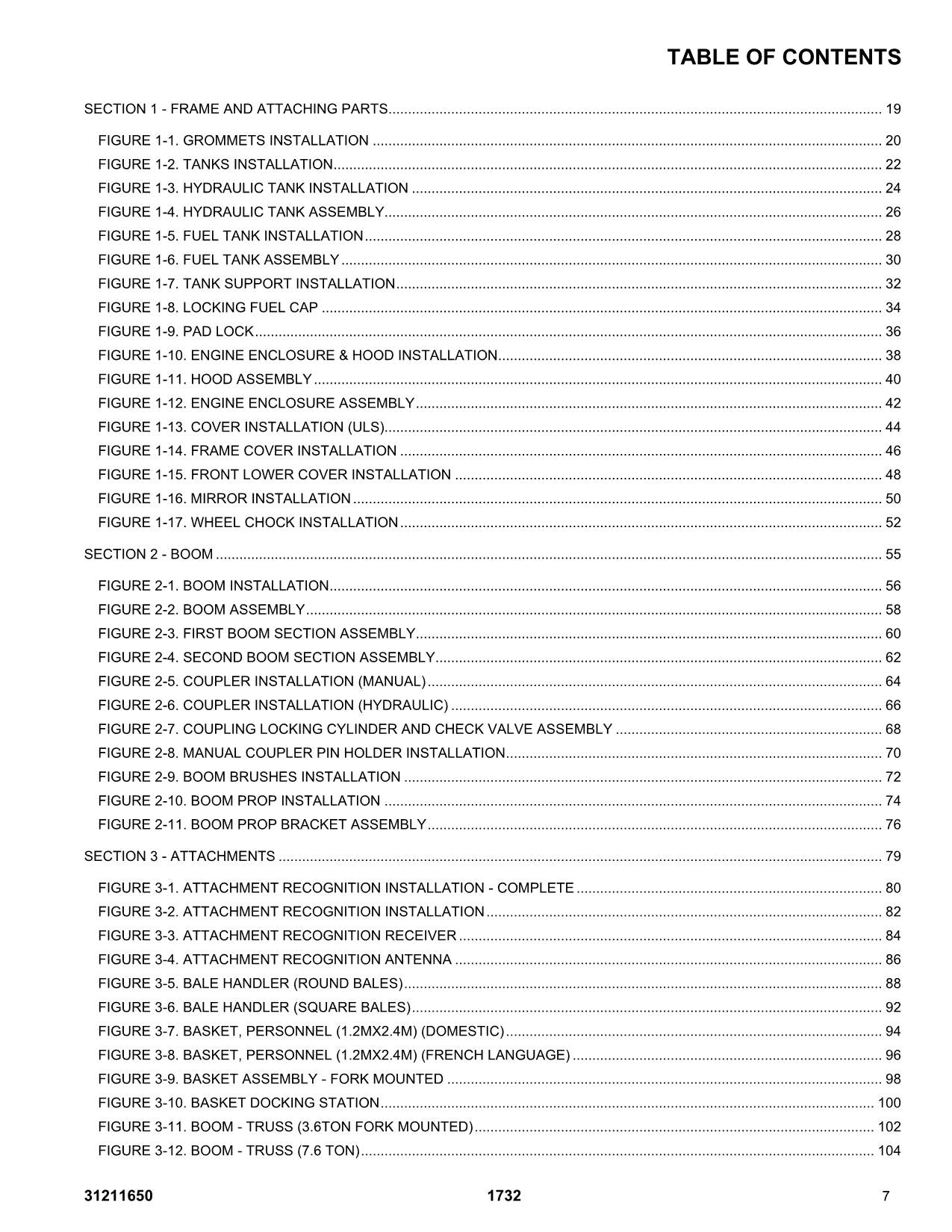 JLG 1732  Telehandler Parts Catalog Manual
