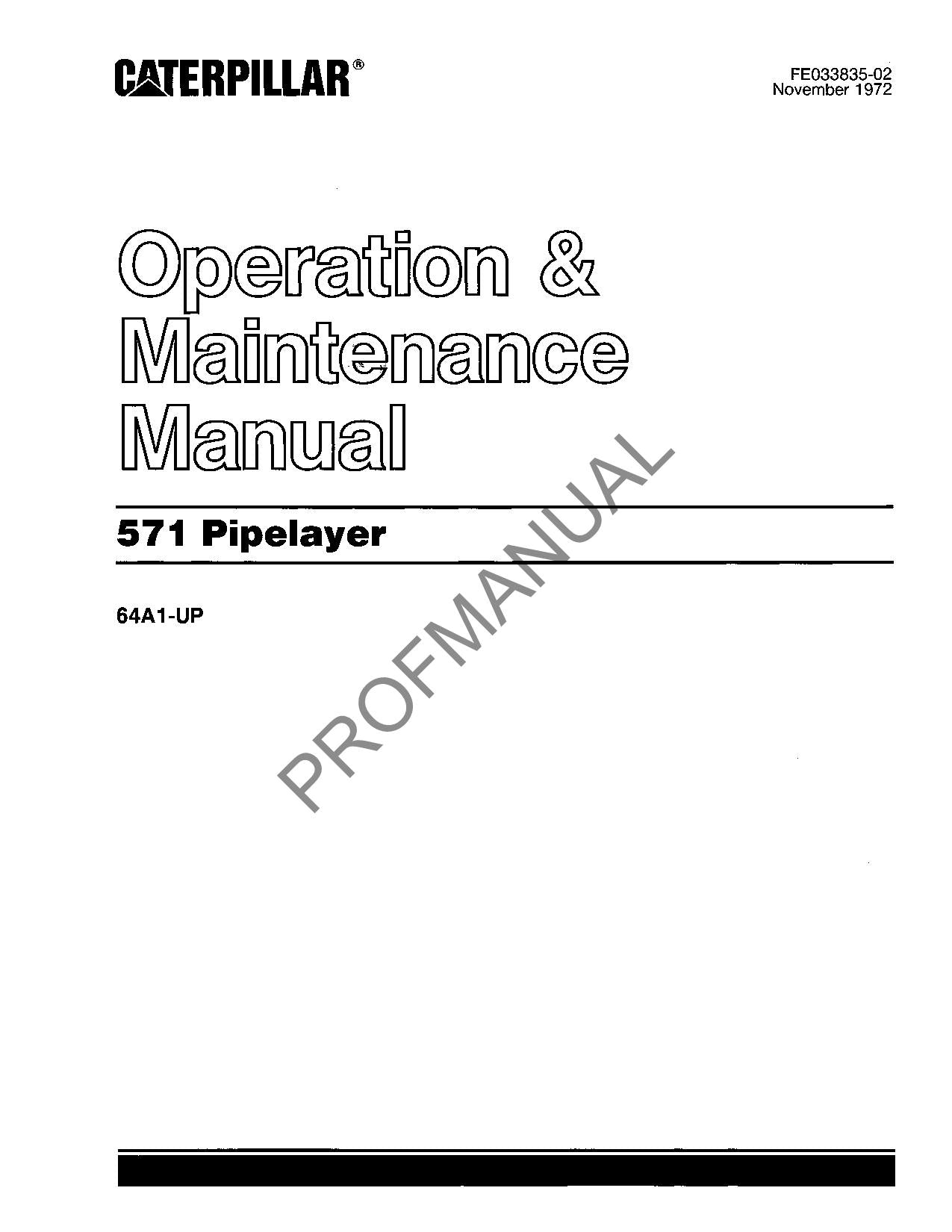 Manual de mantenimiento del operador del tiendetubos Caterpillar 571 FE033835