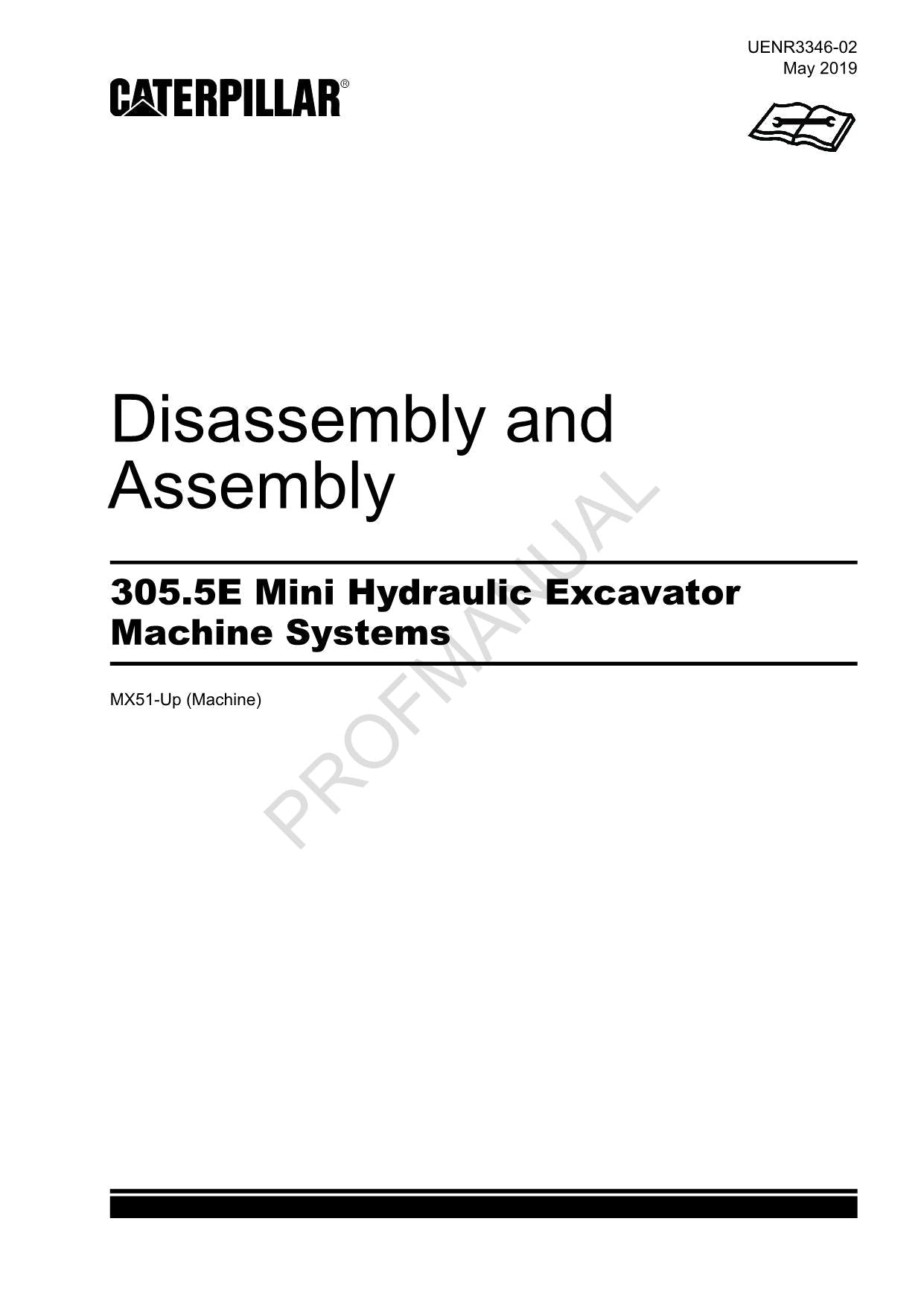 Manual de servicio de la excavadora Caterpillar 305.5E Desmontaje y montaje