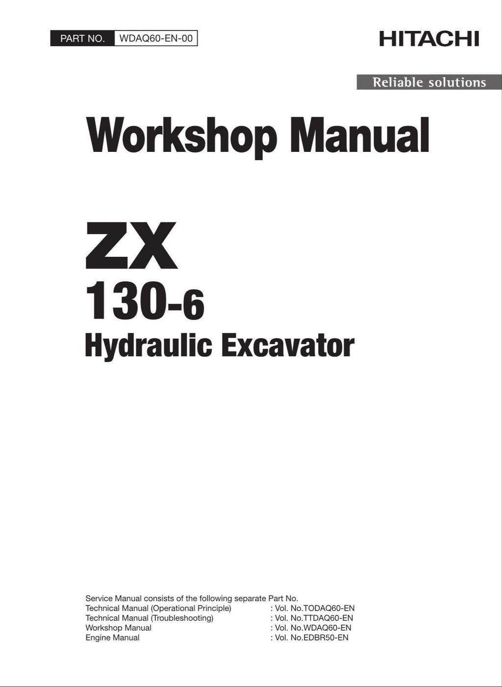 HITACHI ZAXIS ZX130-6 Excavator Workshop Service Manual