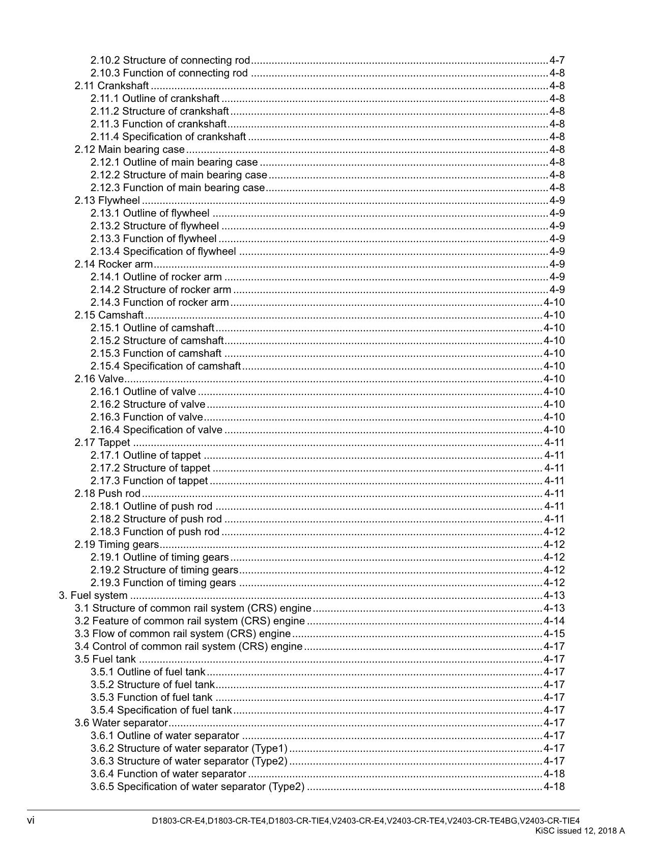 Hitachi D1803 Series V2403 Series Wheel Loader Engine Manual Workshop Manual