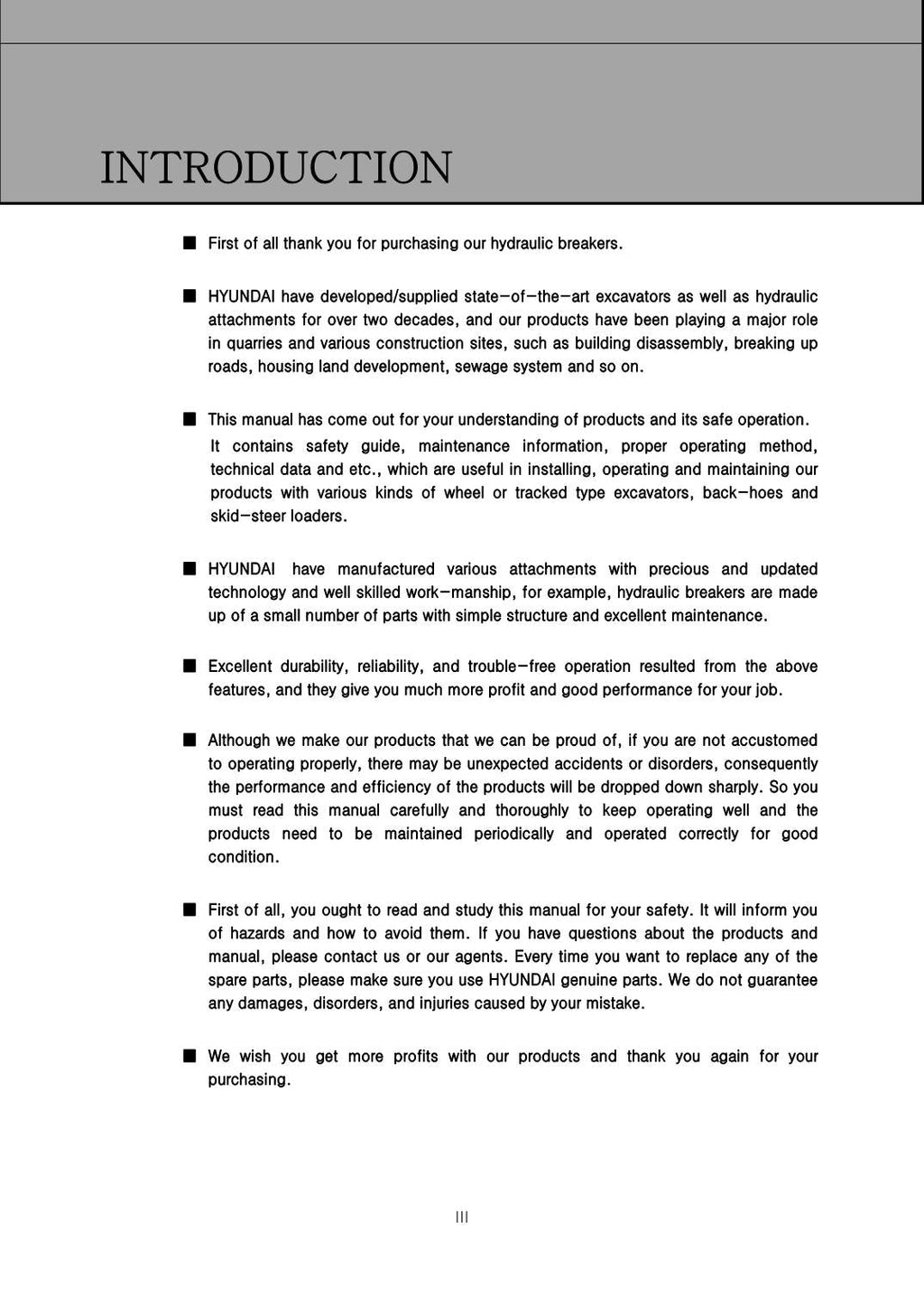 Hyundai HDB-S Breaker CRAWLER EXCAVATOR Operators Maintenance Manual