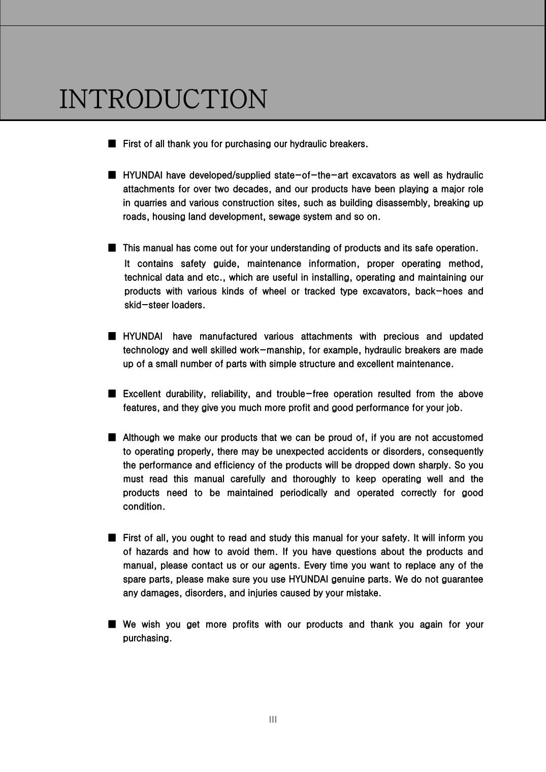 Hyundai HDB-S Breaker CRAWLER EXCAVATOR Operators Maintenance Manual