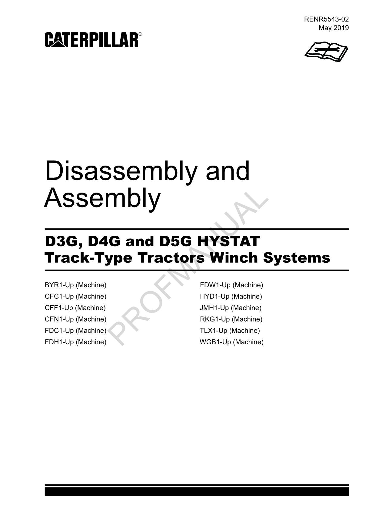 Caterpillar D3G D4G D5G HYSTAT Tractor Winch SYSTEM Manual Disassembly Assembly