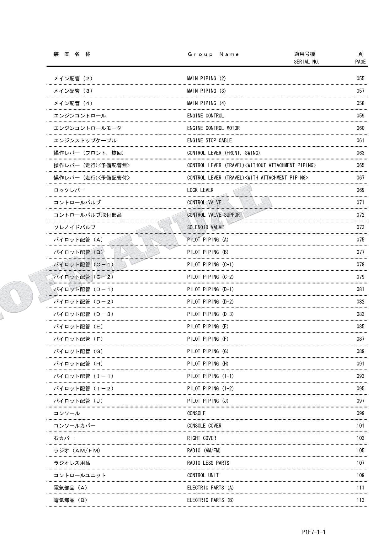 HITACHI ZAXIS ZX185USR Excavator Parts Catalog Manual SN 005001-