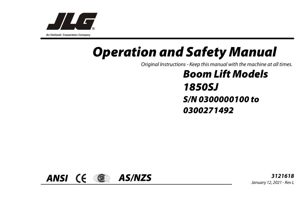 Manual del operador de mantenimiento y operación del elevador de pluma JLG 1850SJ 3121618