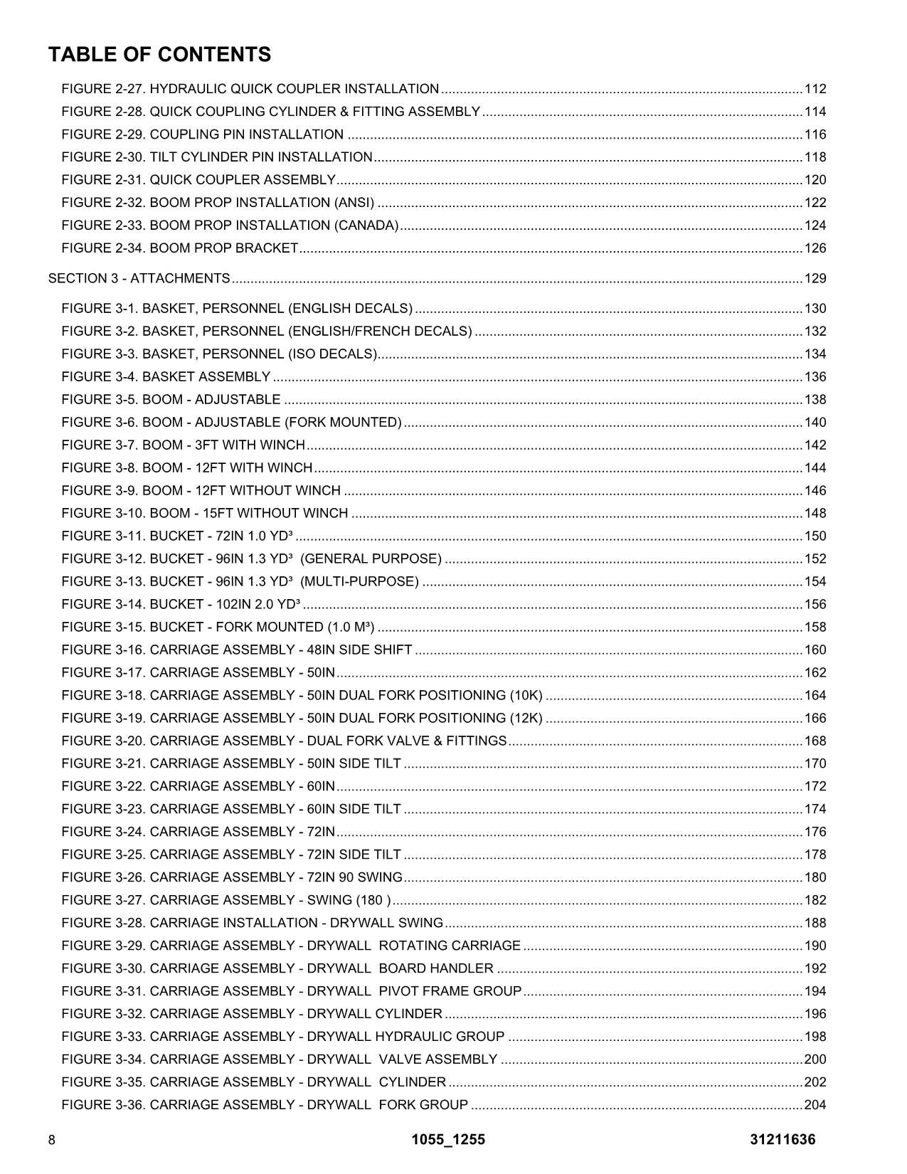 JLG 1055 1255  Telehandler Parts Catalog Manual  31211636