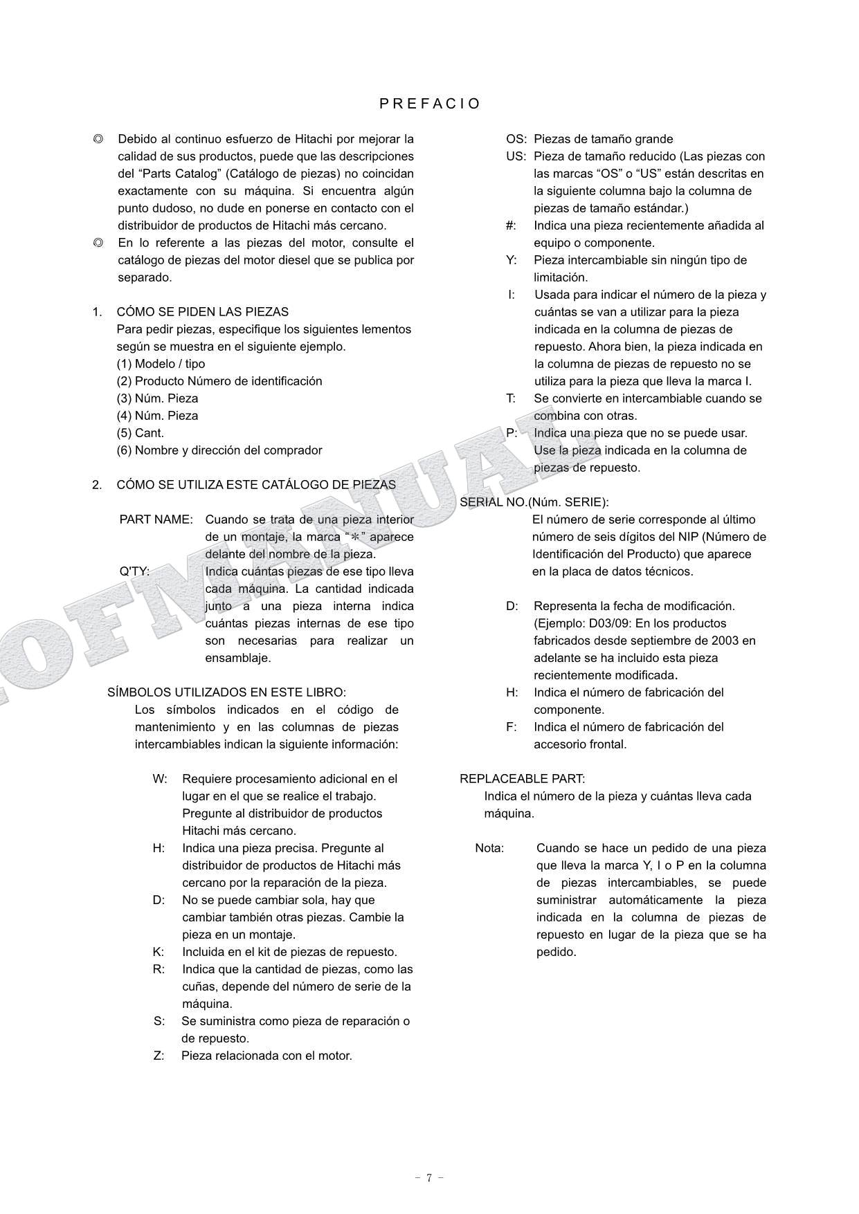 HITACHI ZAXIS ZX135USE-3 Electric-Excavator Parts Catalog Manual