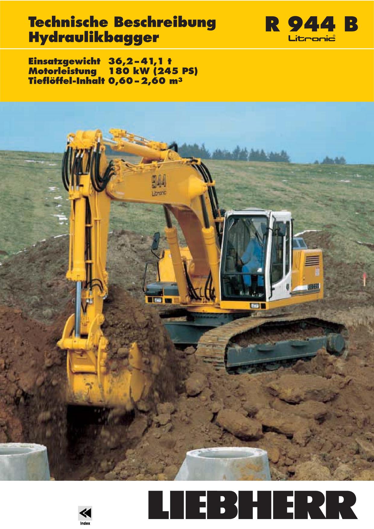 Liebherr R944 B Litronic bagger Betriebsanleitung Wartungsanleitung