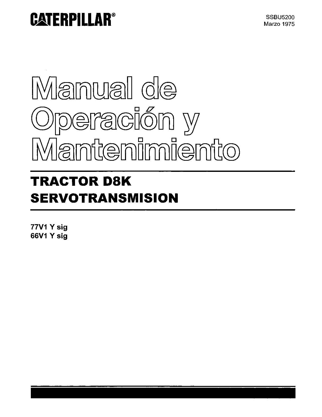 Caterpillar D8K Tractor de Cadenas Manual de Operación y Mantenimiento Español