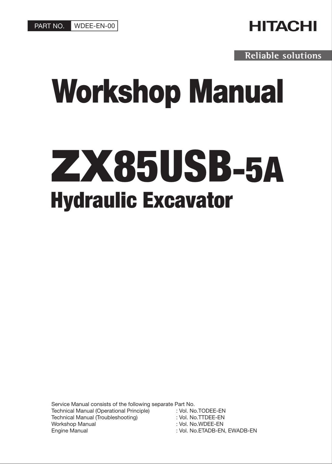 HITACHI ZAXIS ZX85USB-5A Excavator Workshop Service Manual